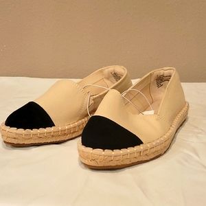 Cream and Black Slip On Shoes
